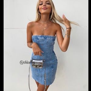 Zara DENIM BANDEAU DRESS